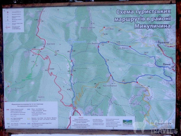 Карта-схема маршрутов на гору Хомяк.